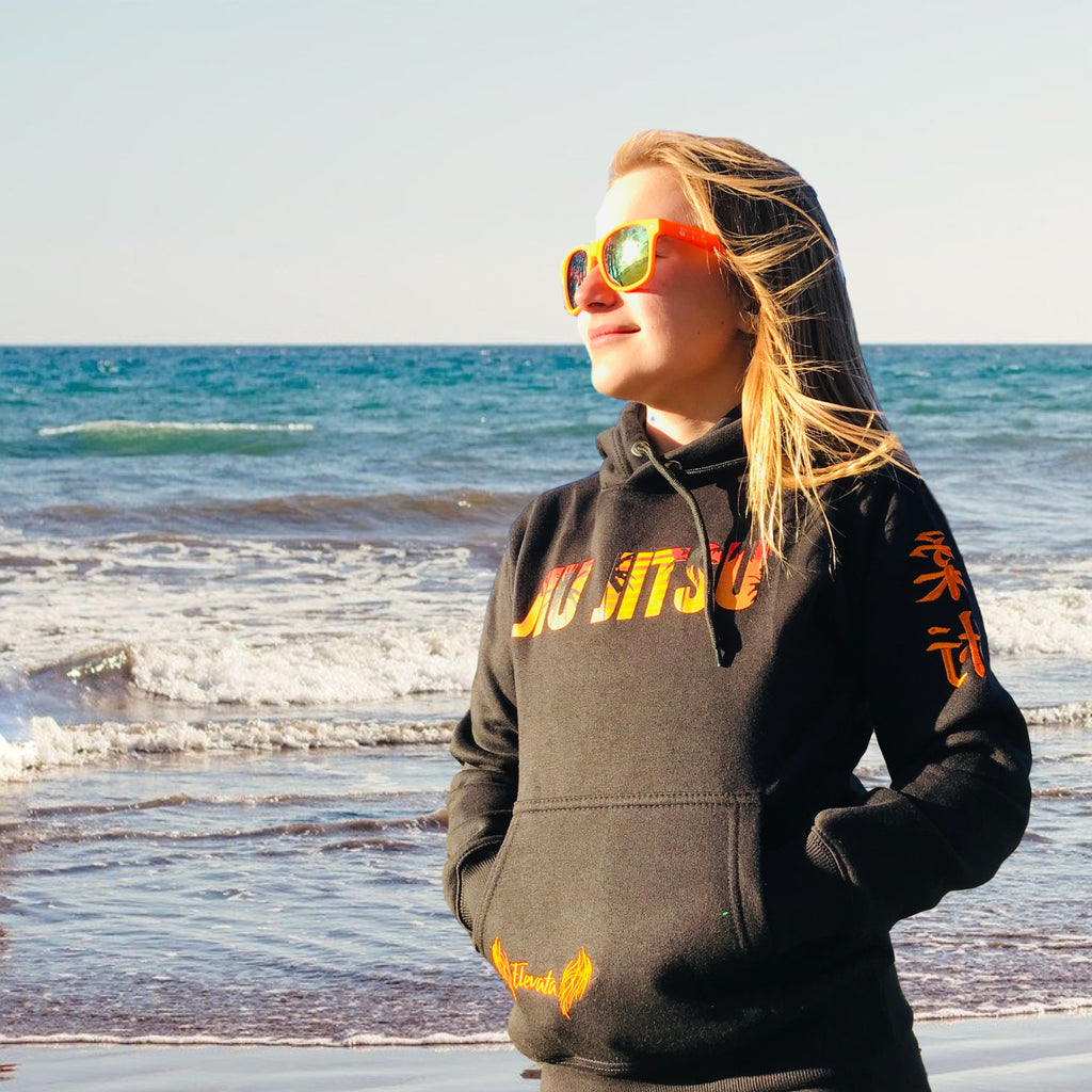 Elevata Co-founder Emily Perry rocking the Sunset Hoodie from Elevata